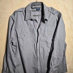 Propper Mens XL Tactical Utility Shirt Gray Long Sleeve Button Front Workwear441